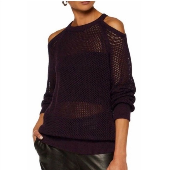 IRO / LINEISY RIBBED COLD SHOULDER maroon open knit  SWEATER XS - Picture 1 of 5